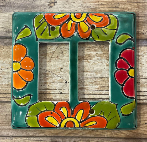 Talavera Pottery Double Rocker Switch Plate TDRSP027