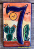 Talavera Tile House Numbers Cactus with Blue Border Desert Design