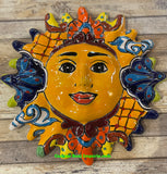 Mexican Wall Hanging Talavera Pottery Sun Face 11" TS110011