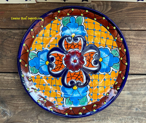 Mexican Wall Hanging Talavera pottery Plate 11" TP11015