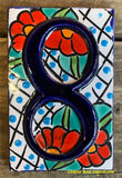 Talavera Tile House Numbers Red Flower Design