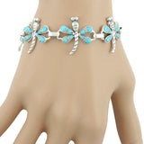 Dragonfly Turquoise and Opal Sterling Silver Link Bracelet TSC064