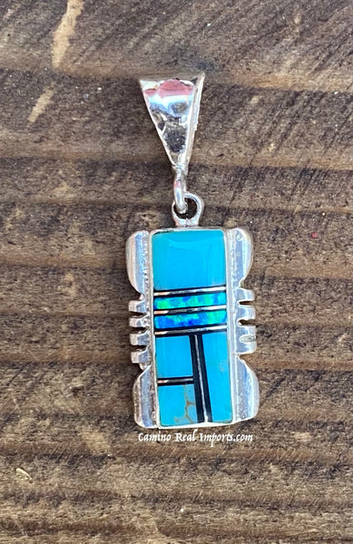 Sterling Silver Turquoise and Opal Pendant STSP0016