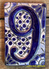Talavera Tile House Numbers White and Blue Design