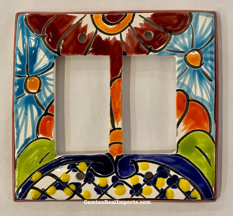 Talavera Pottery Double Rocker Switch Plate TDRSP018