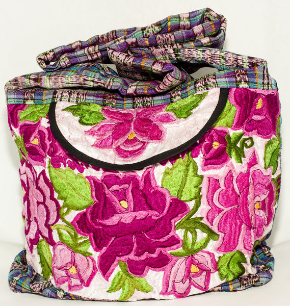 GUATEMALA PURSE HAND EMBROIDERED FLOWERS BAG X-LARGE GPL009