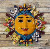 Mexican Wall Hanging Talavera Pottery Sun Face 11" TS110013