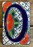 Talavera Tile House Numbers Red Flower Design