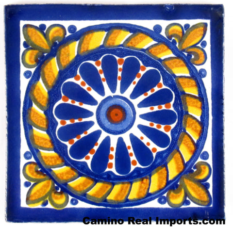 Hand Painted Mexican Tile 4"x4" Caminorealimports.com