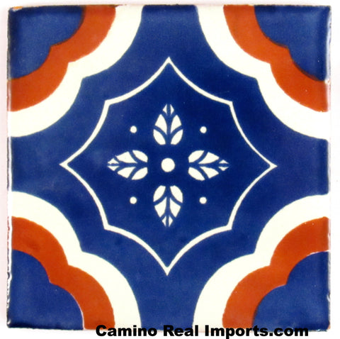 Hand Painted Mexican Tile 4"x4" Caminorealimports.com