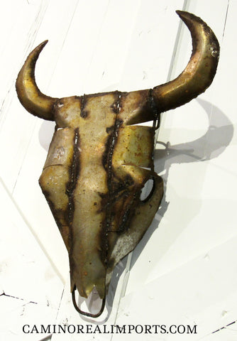 Metal Yard Art Hand Made Steer Head Skull Caminorealimports.com