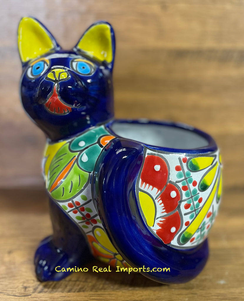 cat pot planter TALAVERA CAT FLOWER POT PLANTER TCTP011 – Camino Real Imports