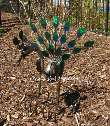 Metal/Rock wind Rocking Peacock Yard Ornament Caminorealimports.com