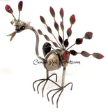 METAL PEACOCK WITH ROCK