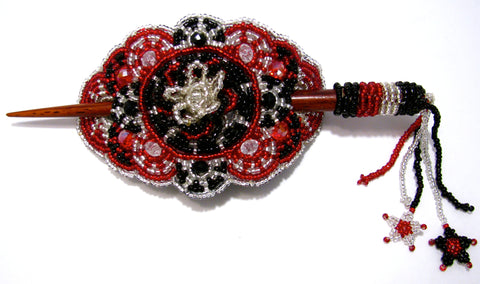BEADED HAIR BARRETTE HAND MADE WITH SLIDE STICK BHB009