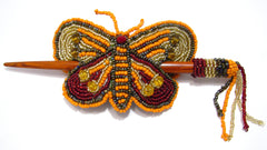 Beaded Butterfly Hair Barrette Hand Made With Slide Stick BBB003