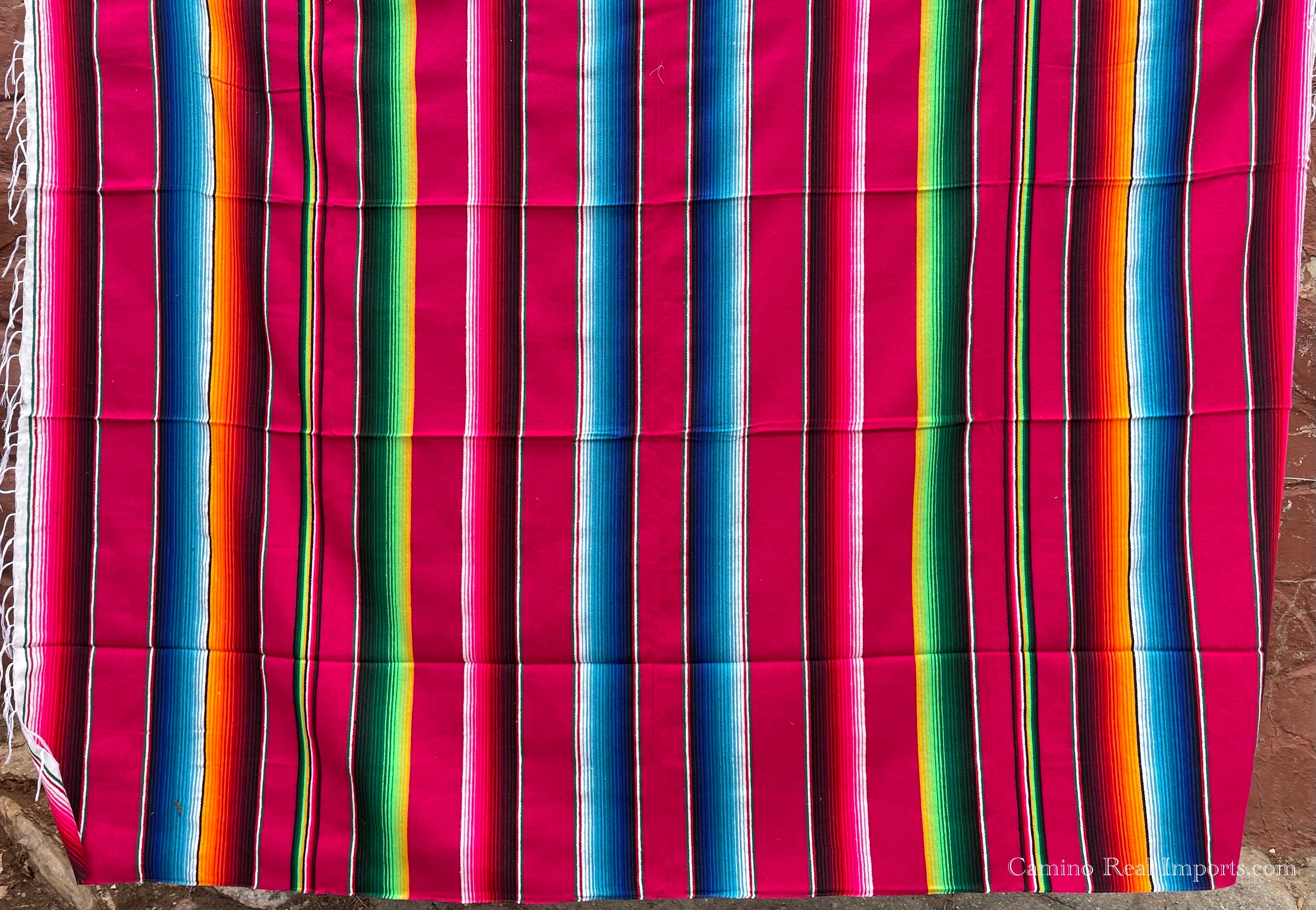 MEXICAN BLANKET LG 4' X 6.5' HAND WOVEN Sarape Zarape