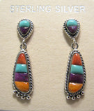 Sterling Silver Multi Stone Inlay Earrings TSC023