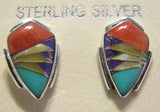Sterling Silver Multi Stone Inlay Earrings TSC022