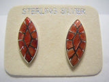Red Sponge Coral Earrings Sterling Silver TSC016