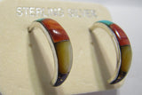 Multi Stone Hoop Earrings Sterling Silver TSC013