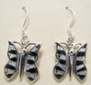 Butterfly Earrings Sterling Silver Black Onix and Mother Pearl Inlay TSC026