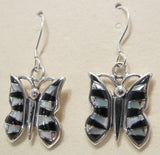 Butterfly Earrings Sterling Silver Black Onix and Mother Pearl Inlay TSC026