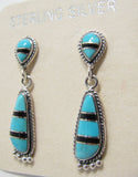 Sterling Silver Turquoise and Black Onix Inlay Earrings TSC027