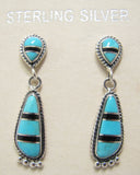 Sterling Silver Turquoise and Black Onix Inlay Earrings TSC027