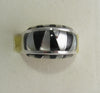 Black onyx and Mother Pearl Ring Sterling Silver   size 6.75 TSC038