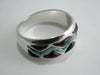 Black onyx and Opal Ring Sterling Silver   size 8 TSC037
