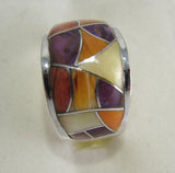 Multi Stone Ring Sterling Silver   size 6.5 TSC036