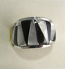 Black onyx and Mother Pearl Ring Sterling Silver   size 5.5 TSC040