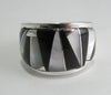 Black onyx and Mother Pearl Ring Sterling Silver   size 5.5 TSC040