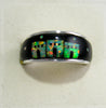 Black onyx and Opal Ring Sterling Silver   size 9 TSC041