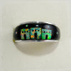 Black onyx and Opal Ring Sterling Silver   size 9 TSC041