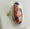Multi Stone Ring Sterling Silver   size 6.5 TSC044