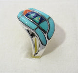 Multi Stone Ring Sterling Silver   size 9 TSC042