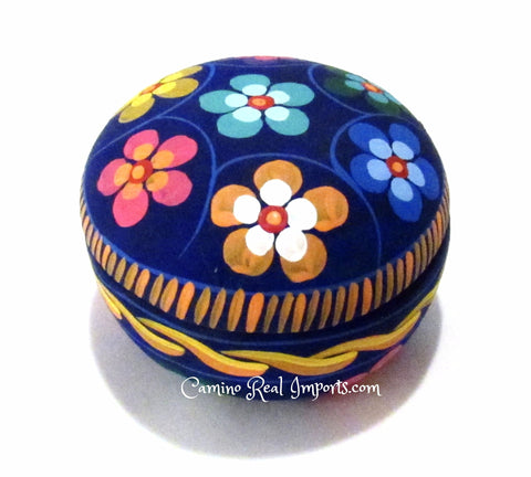 Round Clay Jewelry Box hand painted Flowers caminorealimports.com