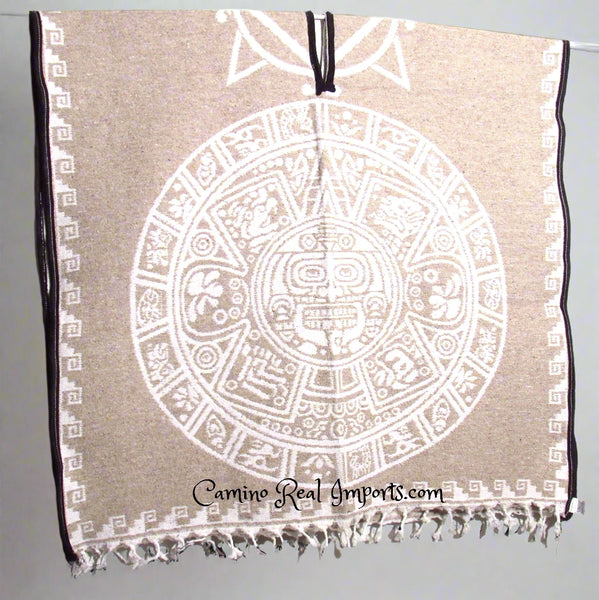 Mexican Poncho Aztec Calendar Gaban GA026 Camino Real Imports