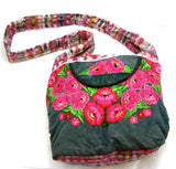 GUATEMALA PURSE HAND EMBROIDERED FLOWERS HOBO BAG X-LARGE GPL017