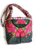 GUATEMALA PURSE HAND EMBROIDERED FLOWERS HOBO BAG X-LARGE GPL017