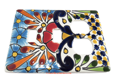 Talavera Double Switch Plate and Socket TDSPS004