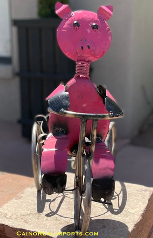 Metal Pig on Tricycle Pot Holder Garden - Yard Decor Sculpture MTACYS006
