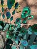 Metal Rock Rocking Peacock Double Feather Yard Garden Ornament  MTPCDFL003