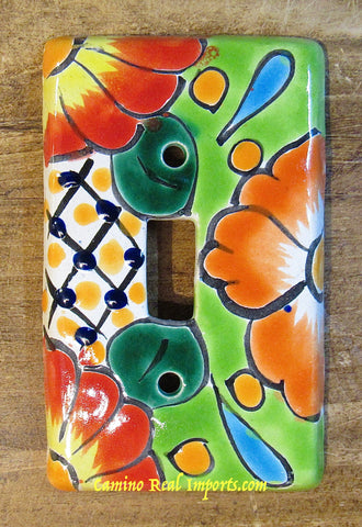 Mexican Talavera Pottery Single Toggle Switch Plate TTSP031