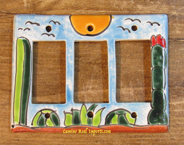 Talavera Pottery Triple Rocker Switch Plate T3RSP002