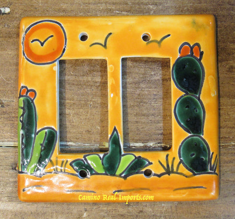 Talavera Pottery Double Rocker Switch Plate TDRSP004