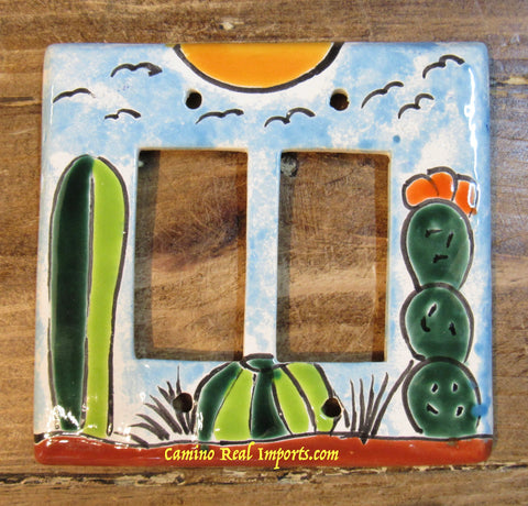 Talavera Pottery Double Rocker Switch Plate TDRSP005