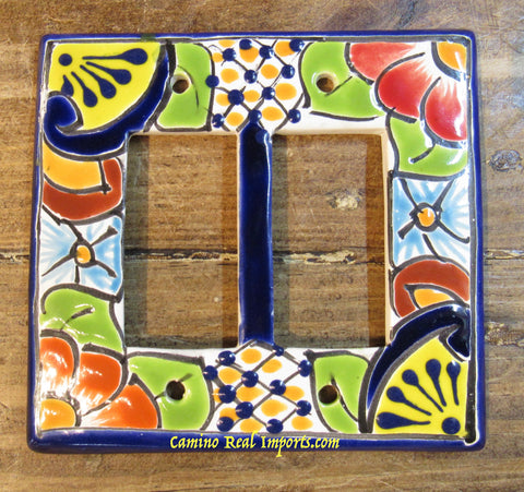 Talavera Pottery Double Rocker Switch Plate TDRSP025